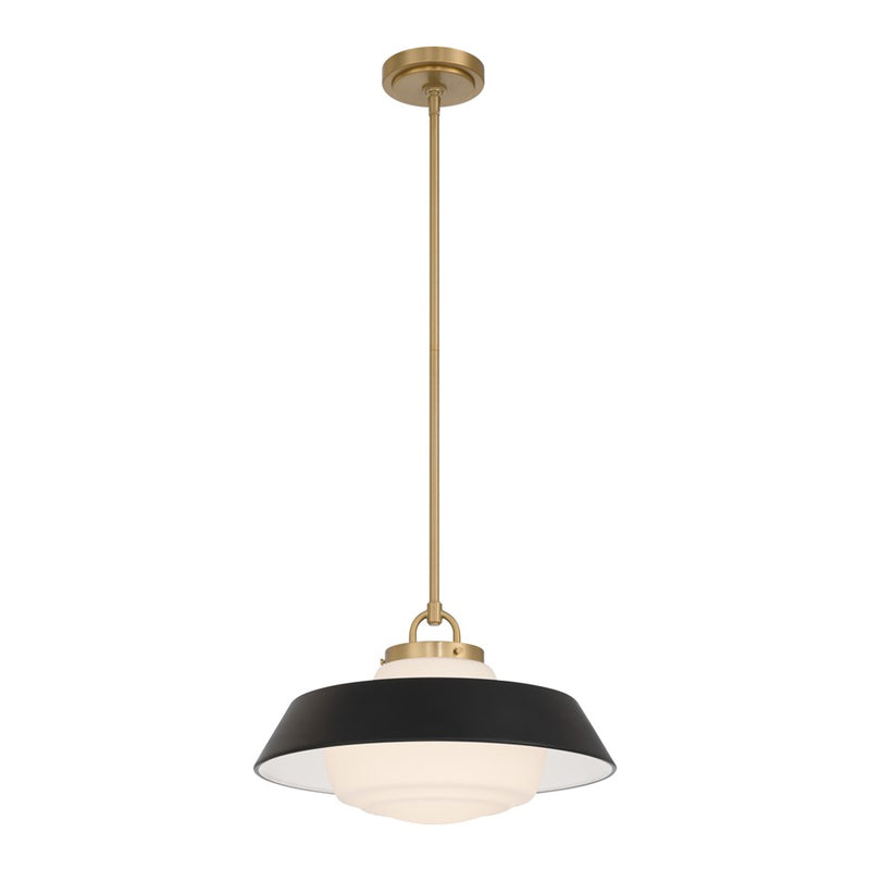 Crystorama Xander 1 Light 16" Pendant, Vibrant Gold/Black/White