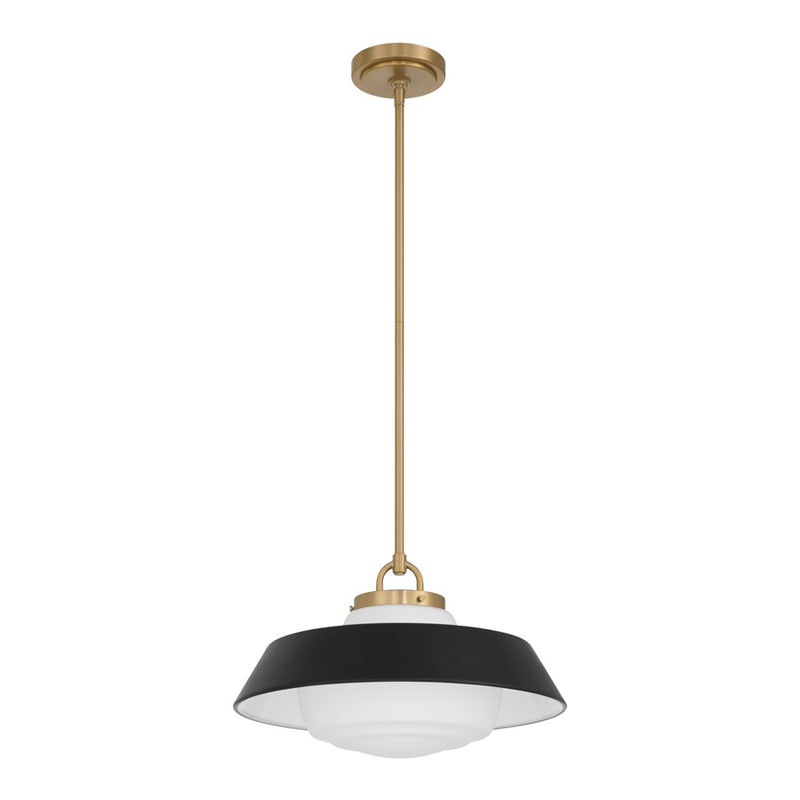 Crystorama Xander 1 Light 16" Pendant, Vibrant Gold/Black/White