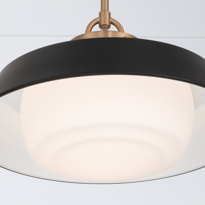 Crystorama Xander 1 Light 16" Pendant, Vibrant Gold/Black/White