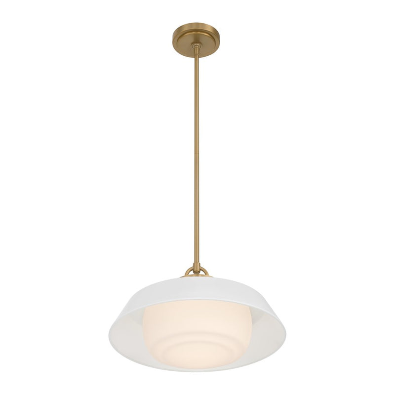 Crystorama Xander 1 Light 16" Pendant, Vibrant Gold/White