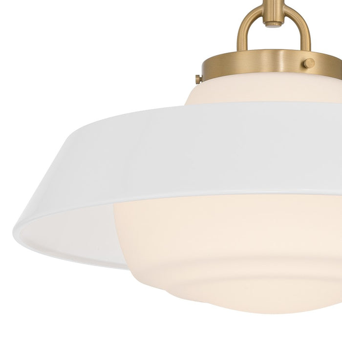 Crystorama Xander 1 Light 16" Pendant, Vibrant Gold/White
