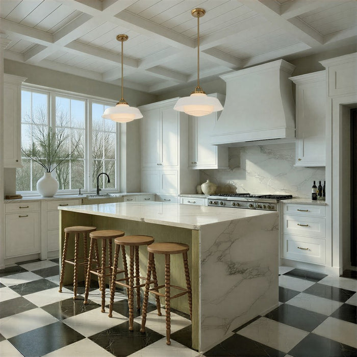 Crystorama Xander 1 Light 16" Pendant, Vibrant Gold/White