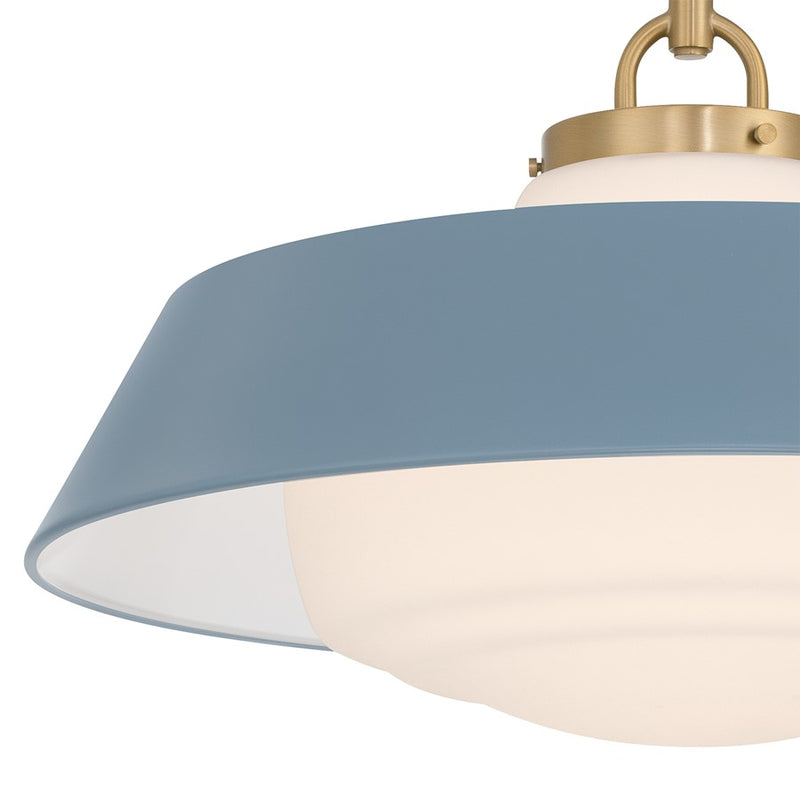 Crystorama Xander 3 Light 20" Pendant, Vibrant Gold/Blue/White