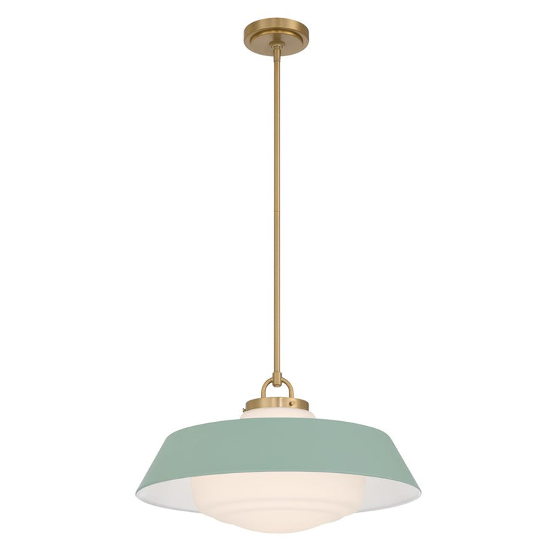 Crystorama Xander 3 Light 20" Pendant, Vibrant Gold/Green/White
