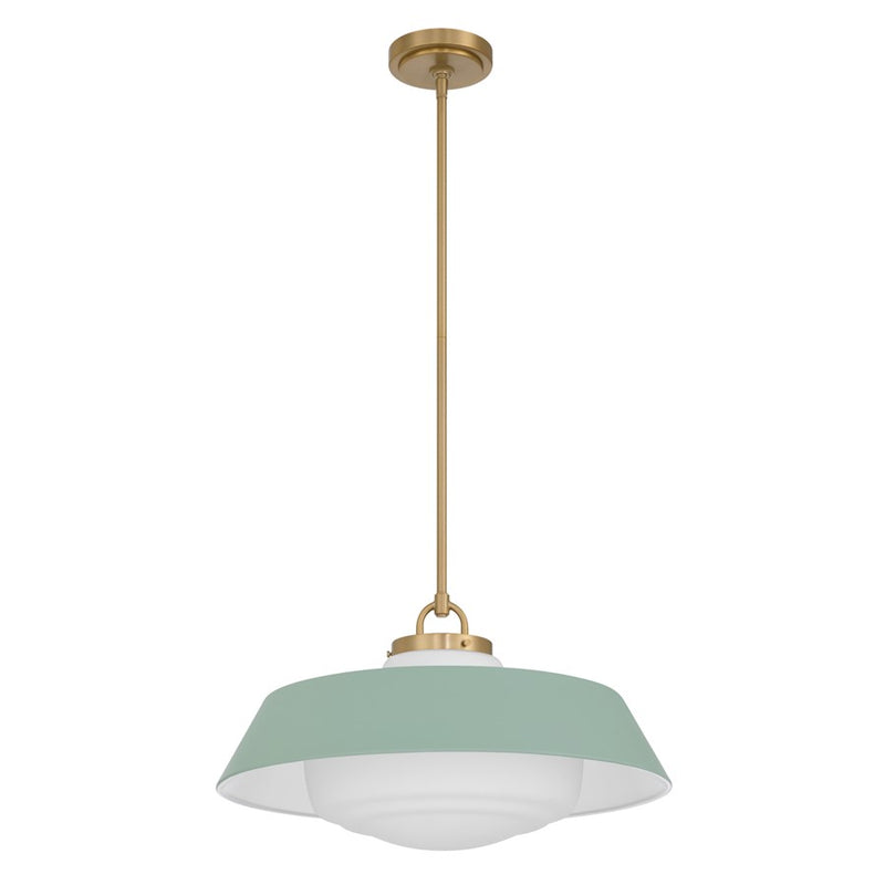 Crystorama Xander 3 Light 20" Pendant, Vibrant Gold/Green/White