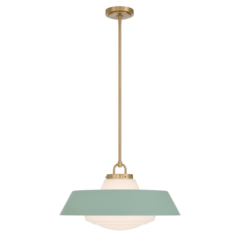 Crystorama Xander 3 Light 20" Pendant, Vibrant Gold/Green/White