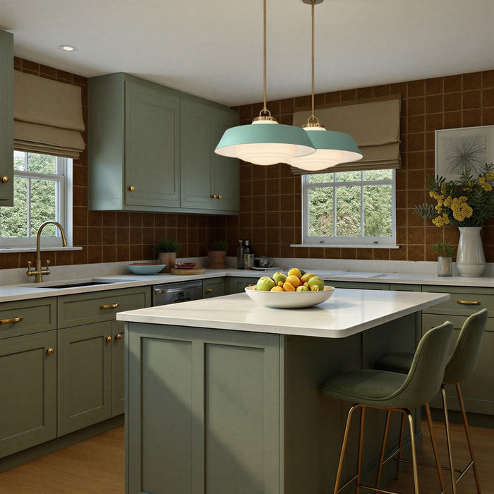 Crystorama Xander 3 Light 20" Pendant, Vibrant Gold/Green/White