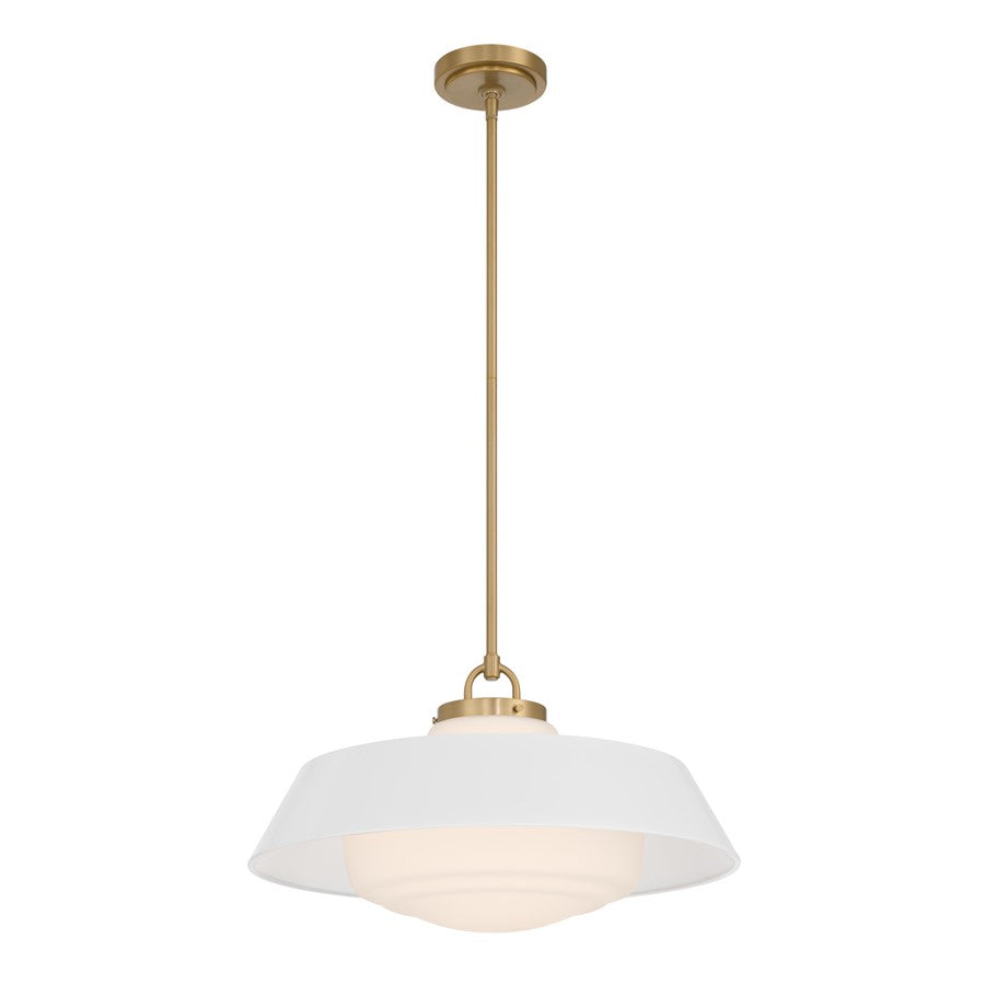 Crystorama Xander 3 Light 20" Pendant, Vibrant Gold/White - XAN-8009-VG-WH