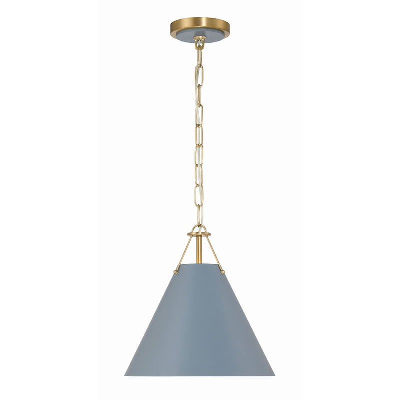 Crystorama Xavier 1 Light Mini Pendant, Vibrant Gold/Blue