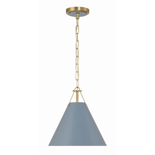 Crystorama Xavier 1 Light Mini Pendant, Vibrant Gold/Blue