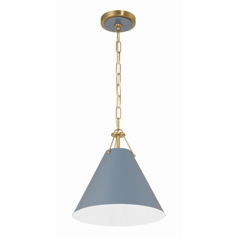 Crystorama Xavier 1 Light Mini Pendant, Vibrant Gold/Blue