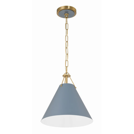 Crystorama Xavier 1 Light Mini Pendant, Vibrant Gold/Blue
