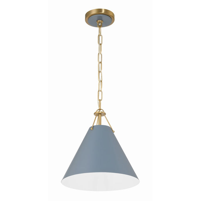 Crystorama Xavier 1 Light Mini Pendant, Vibrant Gold/Blue