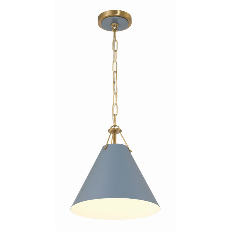 Crystorama Xavier 1 Light Mini Pendant, Vibrant Gold/Blue