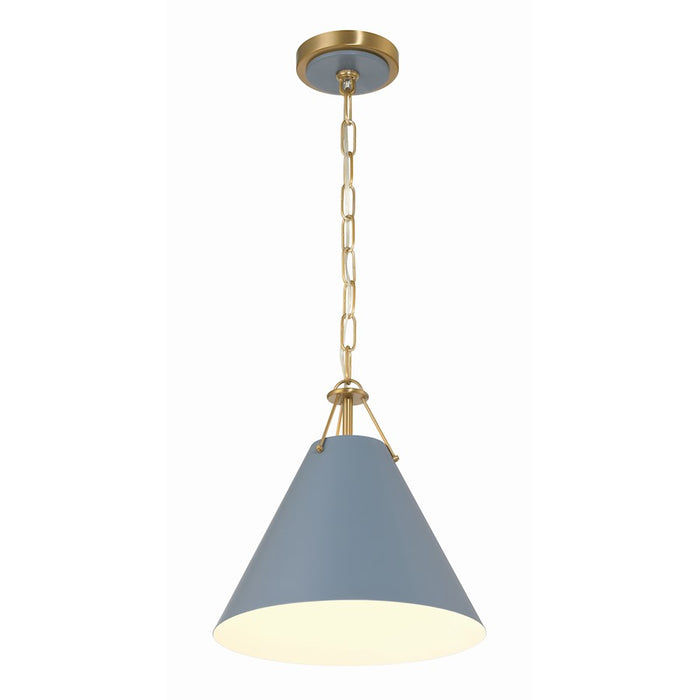 Crystorama Xavier 1 Light Mini Pendant, Vibrant Gold/Blue