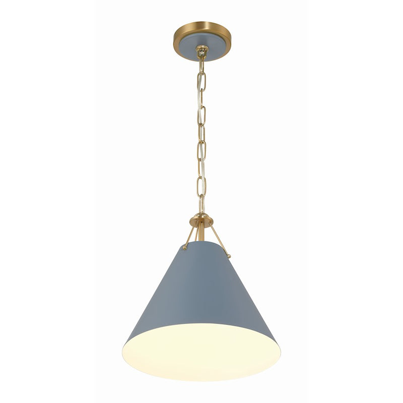 Crystorama Xavier 1 Light Mini Pendant, Vibrant Gold/Blue