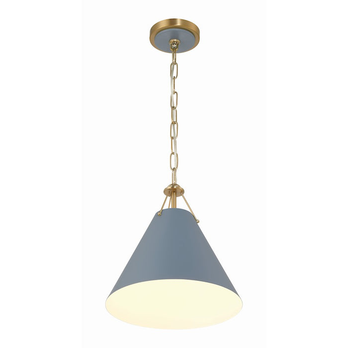 Crystorama Xavier 1 Light Mini Pendant, Vibrant Gold/Blue