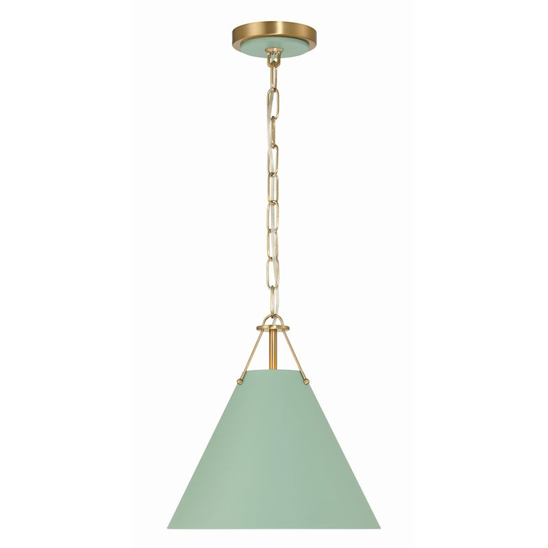 Crystorama Xavier 1 Light Mini Pendant, Vibrant Gold/Green