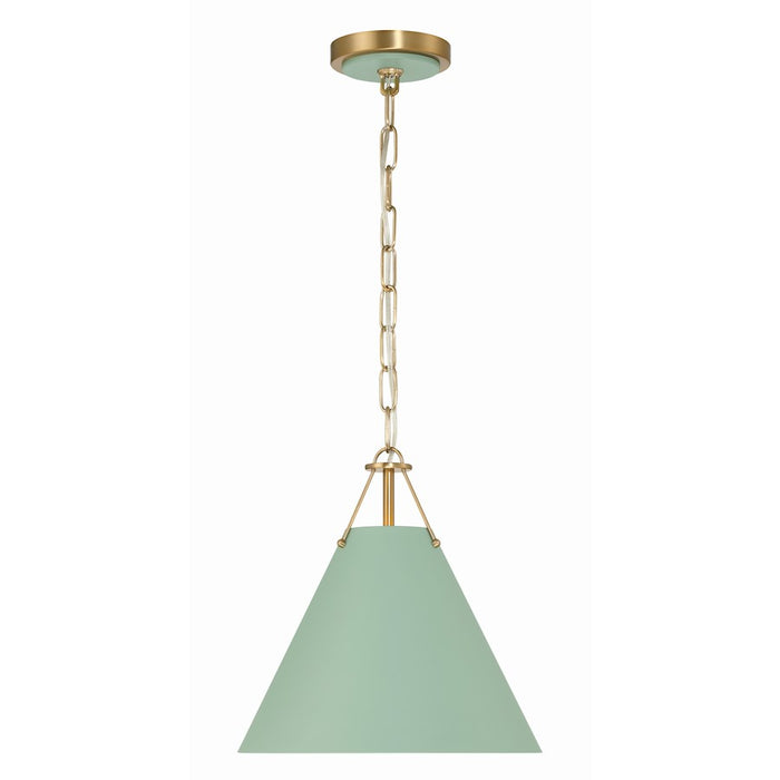 Crystorama Xavier 1 Light Mini Pendant, Vibrant Gold/Green