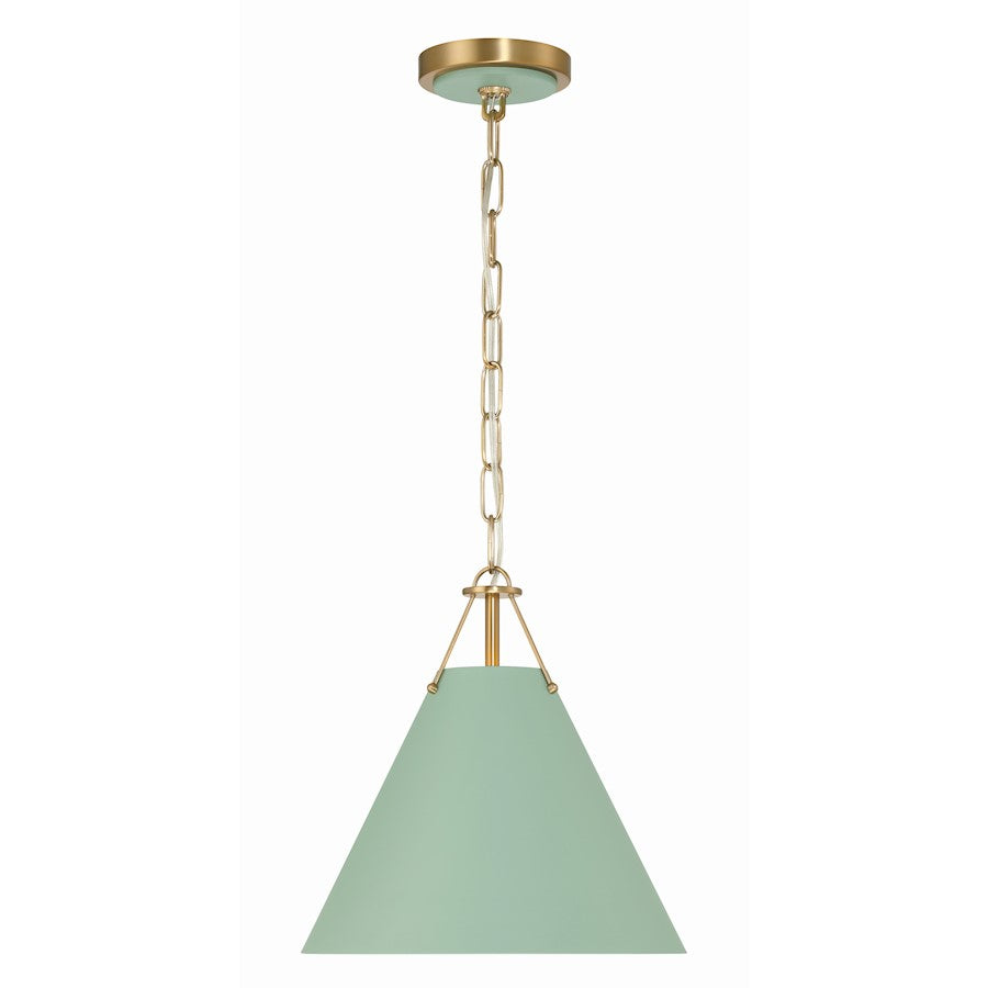 Crystorama Xavier 1 Light Mini Pendant, Vibrant Gold/Green