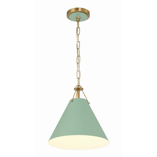 Crystorama Xavier 1 Light Mini Pendant, Vibrant Gold/Green