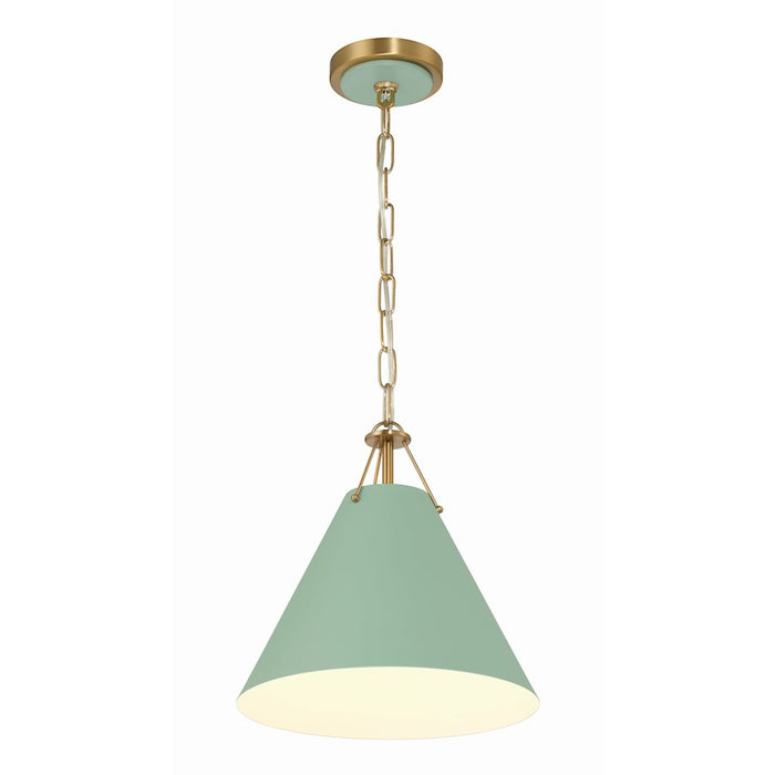 Crystorama Xavier 1 Light Mini Pendant, Vibrant Gold/Green