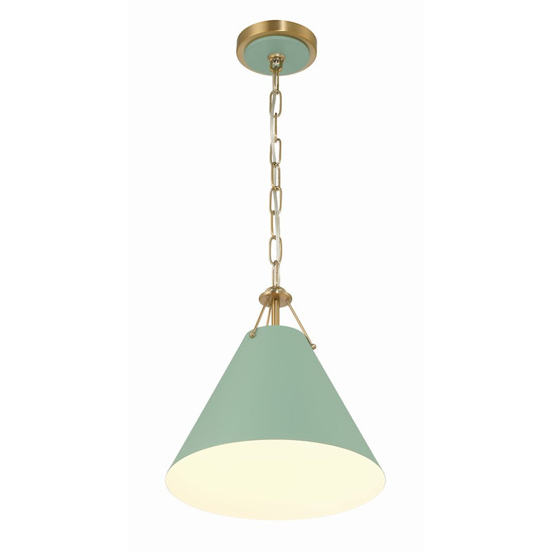 Crystorama Xavier 1 Light Mini Pendant, Vibrant Gold/Green