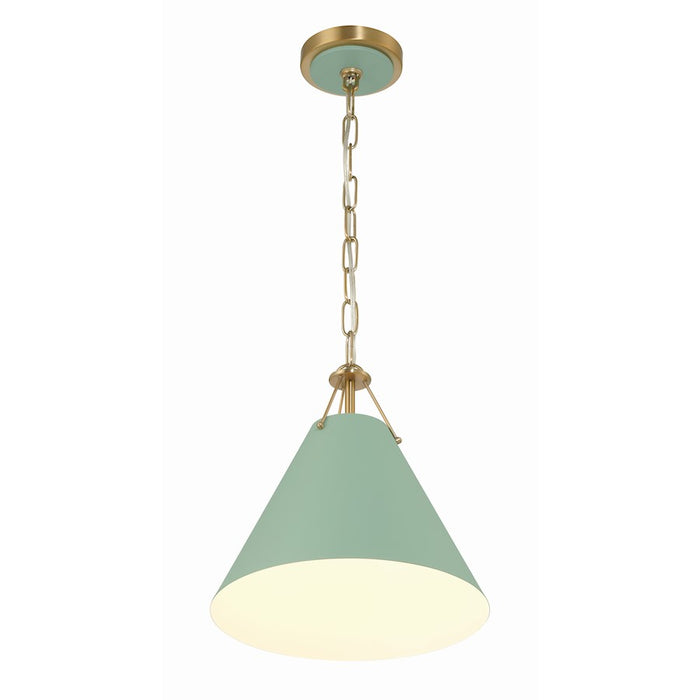 Crystorama Xavier 1 Light Mini Pendant, Vibrant Gold/Green