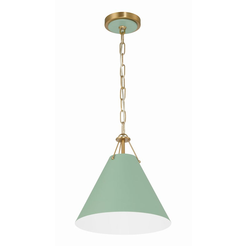 Crystorama Xavier 1 Light Mini Pendant, Vibrant Gold/Green