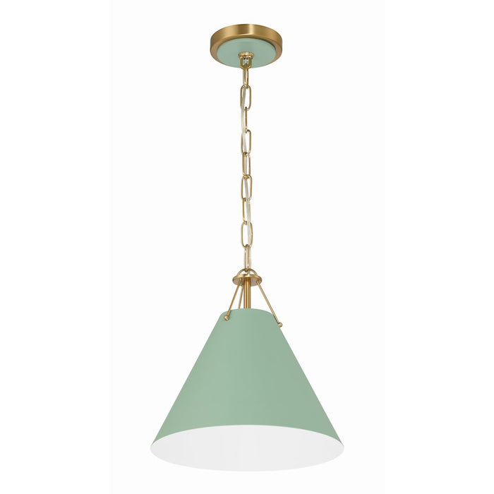 Crystorama Xavier 1 Light Mini Pendant, Vibrant Gold/Green
