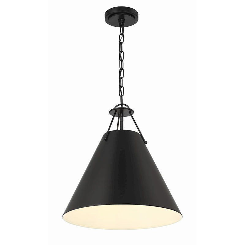 Crystorama Xavier 3 Light Pendant, Matte Black