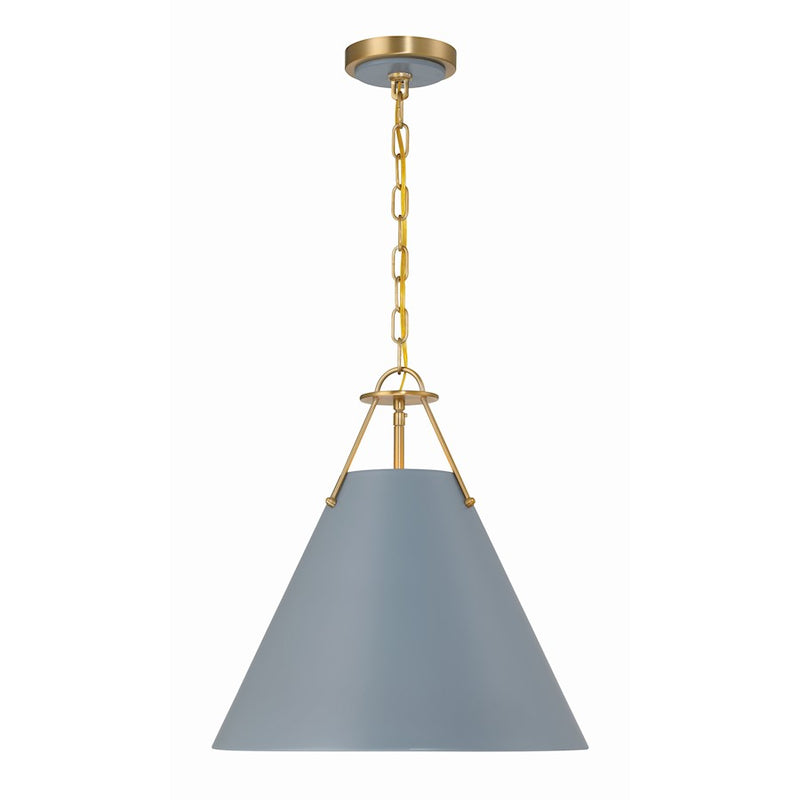 Crystorama Xavier 3 Light Pendant, Vibrant Gold/Blue