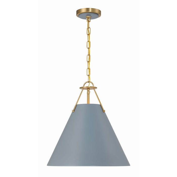Crystorama Xavier 3 Light Pendant, Vibrant Gold/Blue