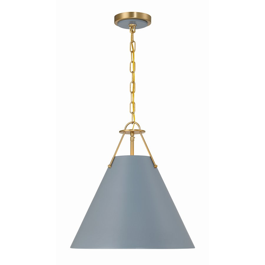 Crystorama Xavier 3 Light Pendant, Vibrant Gold/Blue