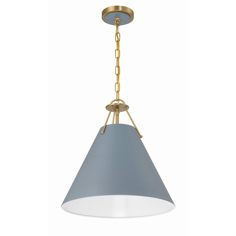 Crystorama Xavier 3 Light Pendant, Vibrant Gold/Blue