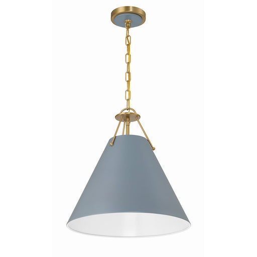 Crystorama Xavier 3 Light Pendant, Vibrant Gold/Blue