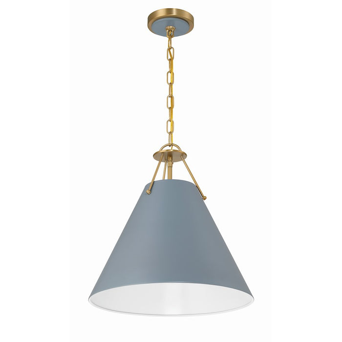 Crystorama Xavier 3 Light Pendant, Vibrant Gold/Blue
