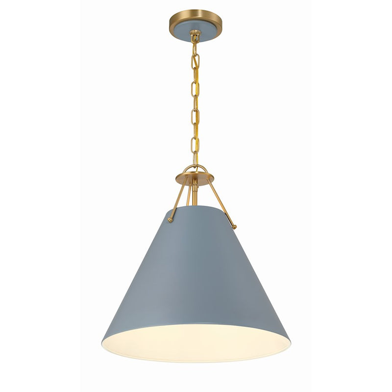 Crystorama Xavier 3 Light Pendant, Vibrant Gold/Blue