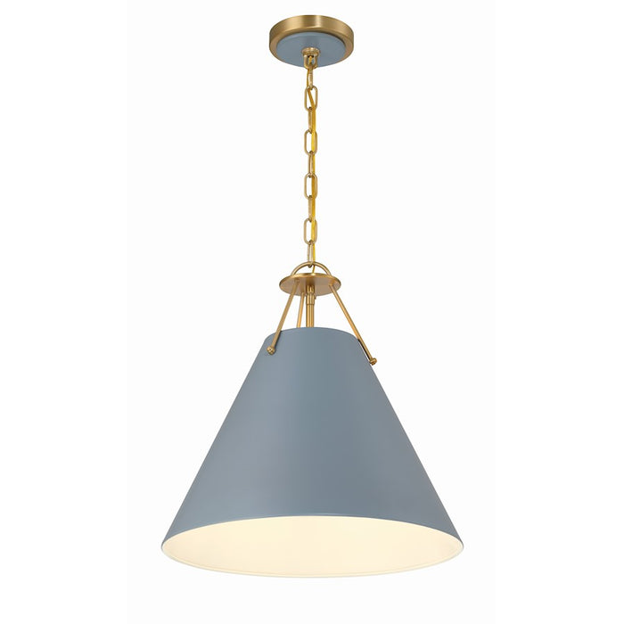 Crystorama Xavier 3 Light Pendant, Vibrant Gold/Blue