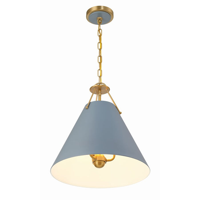 Crystorama Xavier 3 Light Pendant, Vibrant Gold/Blue