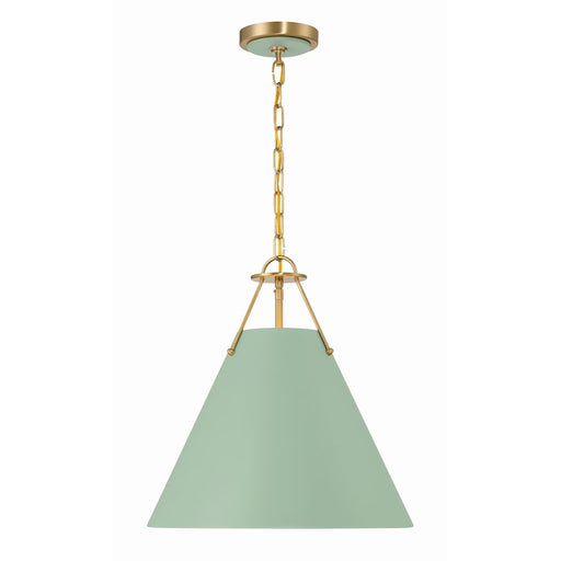 Crystorama Xavier 3 Light Pendant, Vibrant Gold/Green