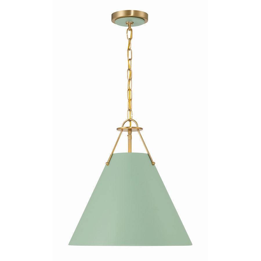 Crystorama Xavier 3 Light Pendant, Vibrant Gold/Green