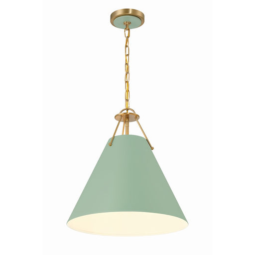 Crystorama Xavier 3 Light Pendant, Vibrant Gold/Green