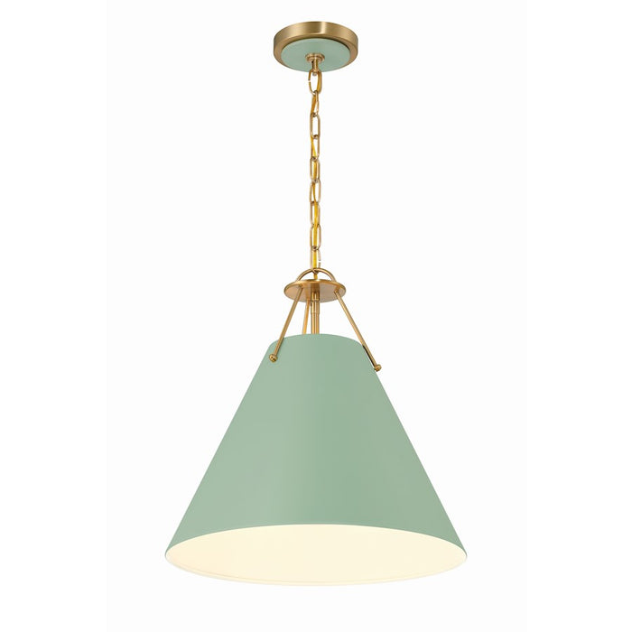 Crystorama Xavier 3 Light Pendant, Vibrant Gold/Green
