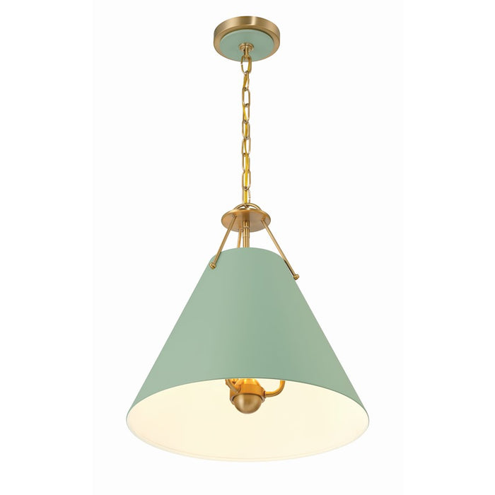 Crystorama Xavier 3 Light Pendant, Vibrant Gold/Green