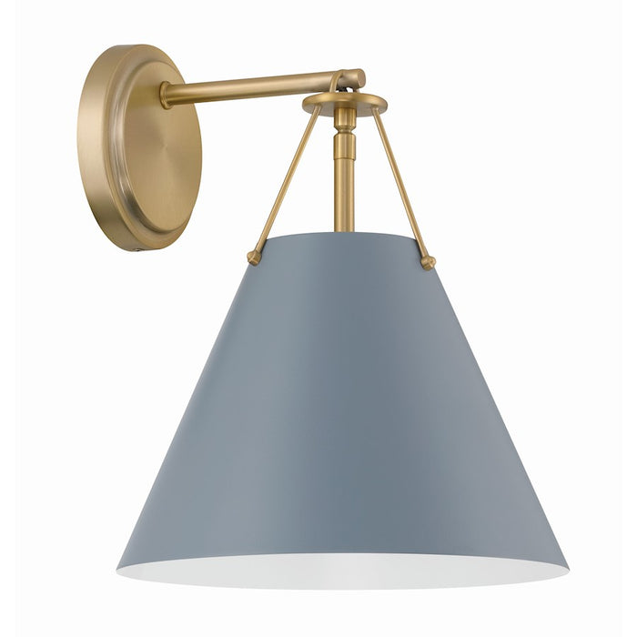 Crystorama Xavier 1 Light Task Sconce, Vibrant Gold/Blue