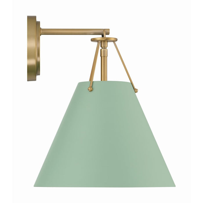 Crystorama Xavier 1 Light Task Sconce, Vibrant Gold/Green