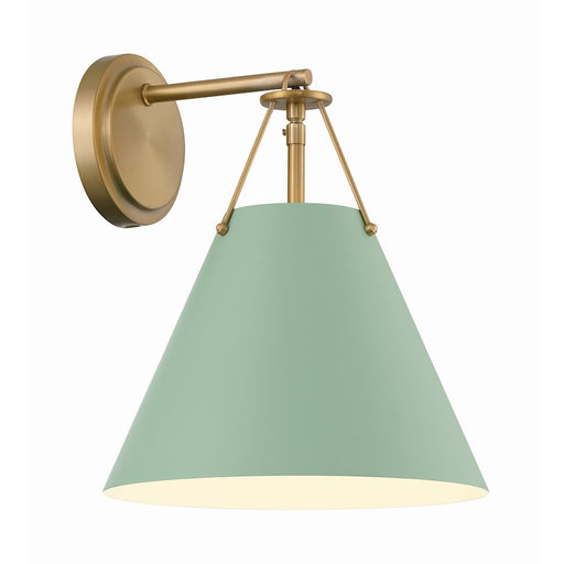 Crystorama Xavier 1 Light Task Sconce, Vibrant Gold/Green