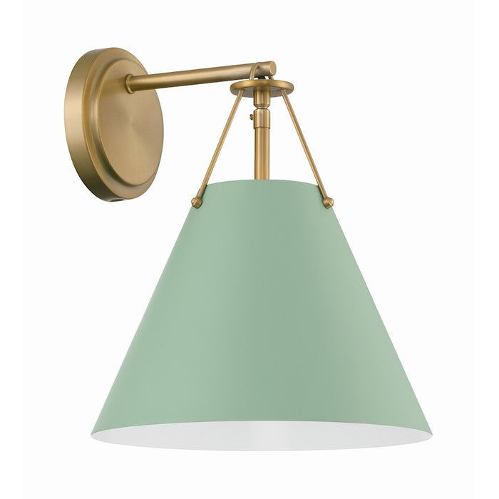 Crystorama Xavier 1 Light Task Sconce, Vibrant Gold/Green
