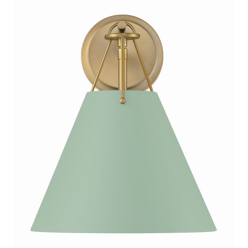 Crystorama Xavier 1 Light Task Sconce, Vibrant Gold/Green